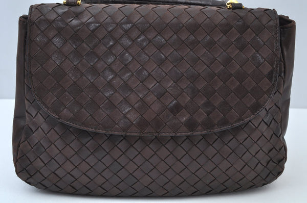 Authentic BOTTEGA VENETA Intrecciato Leather Hand Bag Purse Brown K9894