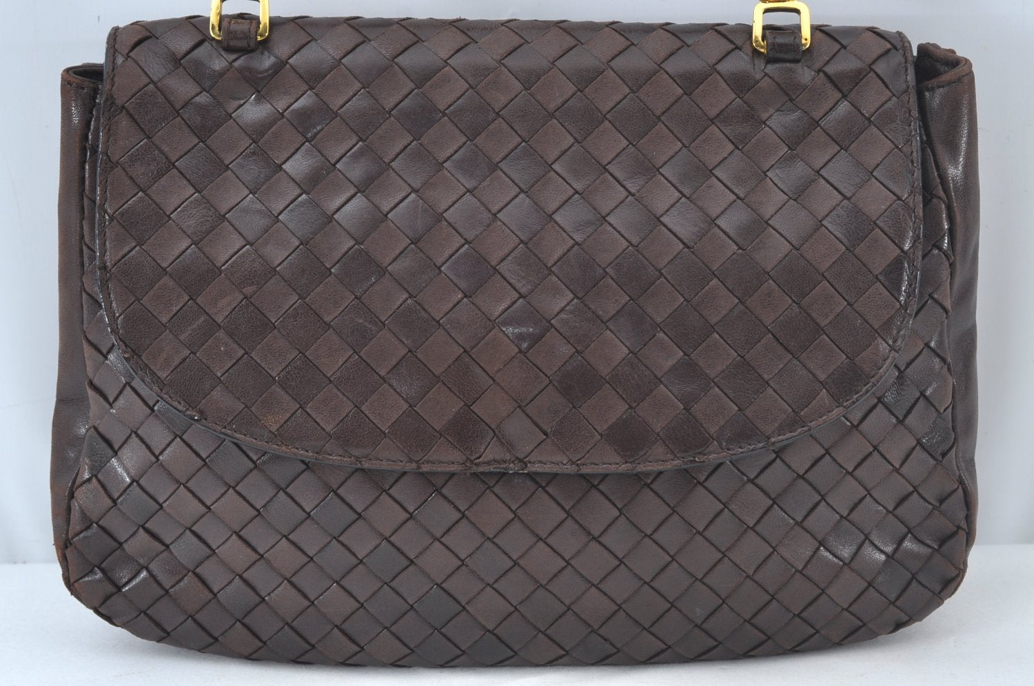 Authentic BOTTEGA VENETA Intrecciato Leather Hand Bag Purse Brown K9894