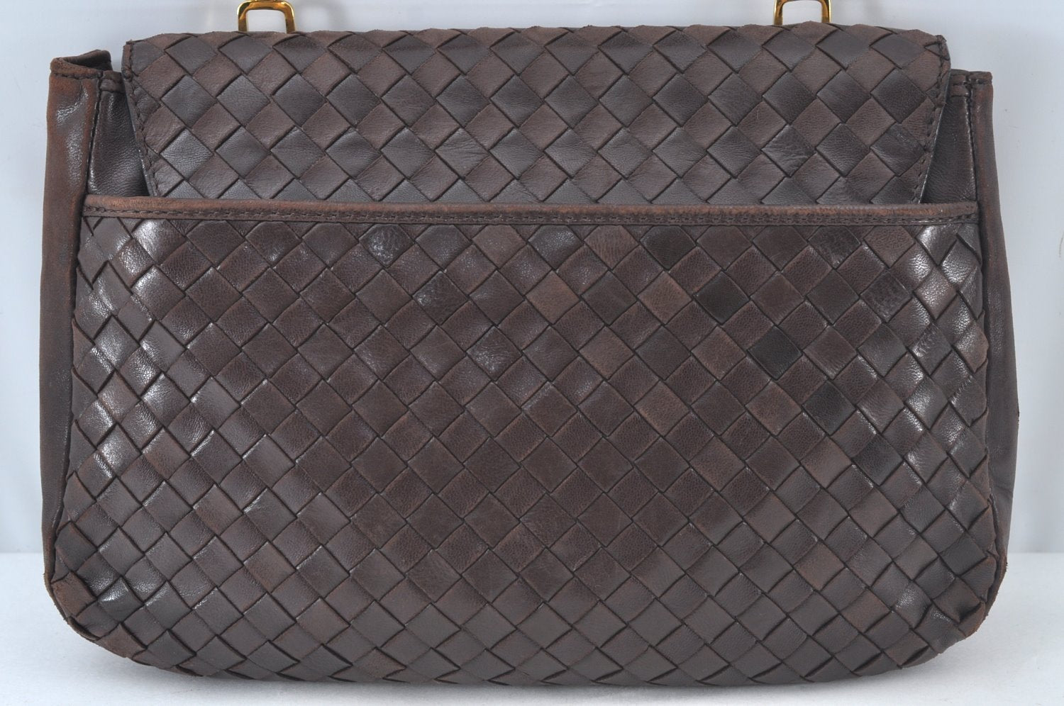 Authentic BOTTEGA VENETA Intrecciato Leather Hand Bag Purse Brown K9894