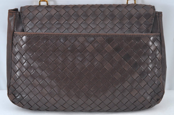 Authentic BOTTEGA VENETA Intrecciato Leather Hand Bag Purse Brown K9894