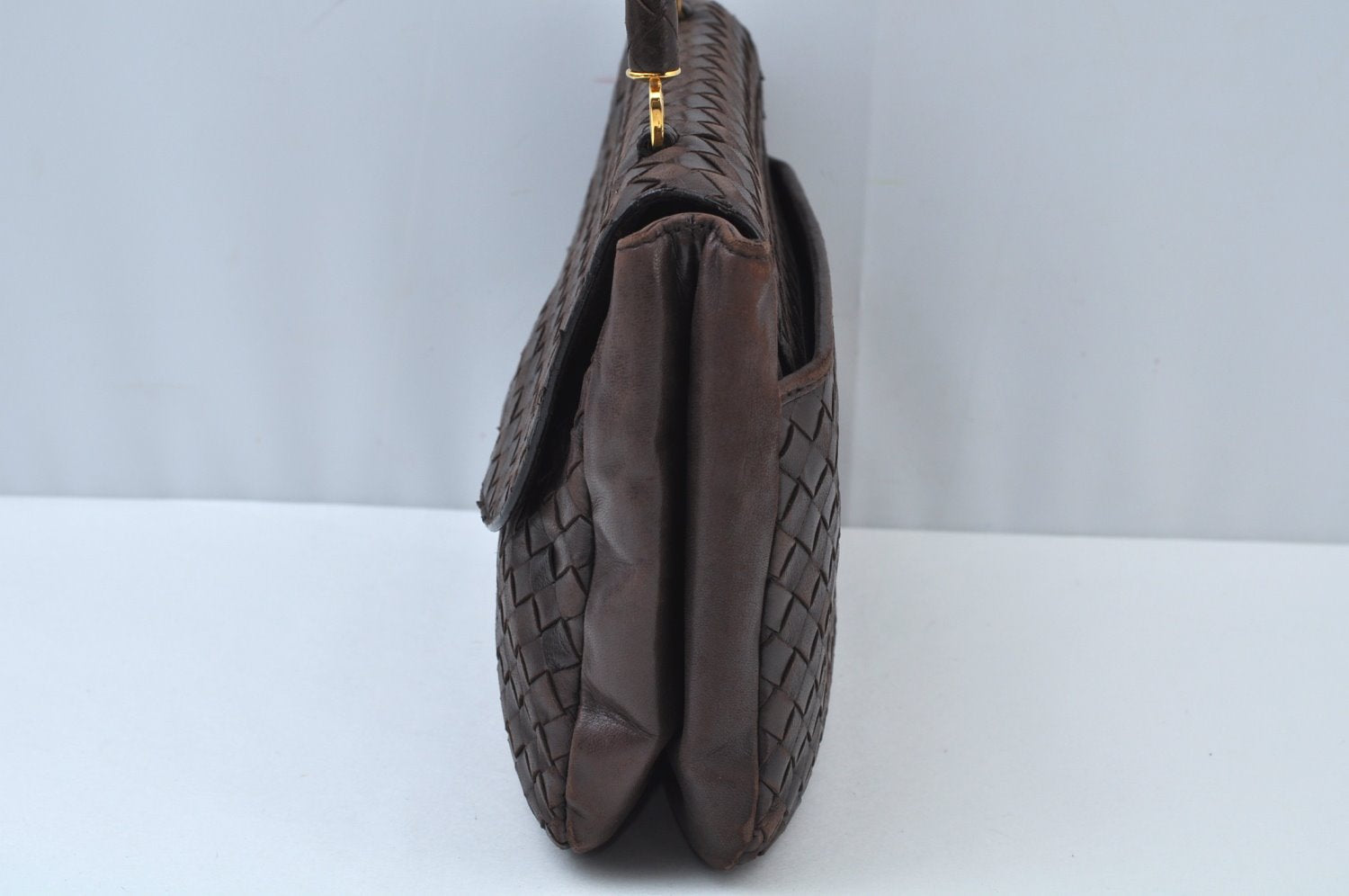 Authentic BOTTEGA VENETA Intrecciato Leather Hand Bag Purse Brown K9894