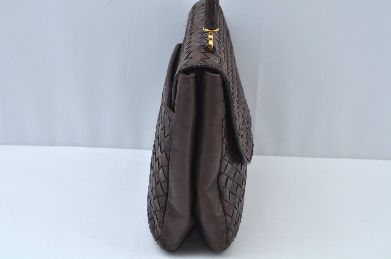 Authentic BOTTEGA VENETA Intrecciato Leather Hand Bag Purse Brown K9894