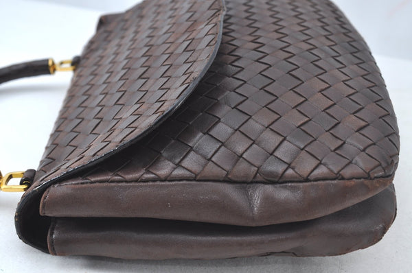 Authentic BOTTEGA VENETA Intrecciato Leather Hand Bag Purse Brown K9894