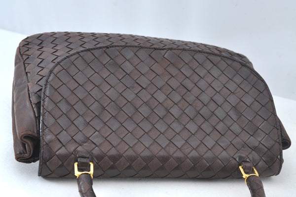 Authentic BOTTEGA VENETA Intrecciato Leather Hand Bag Purse Brown K9894