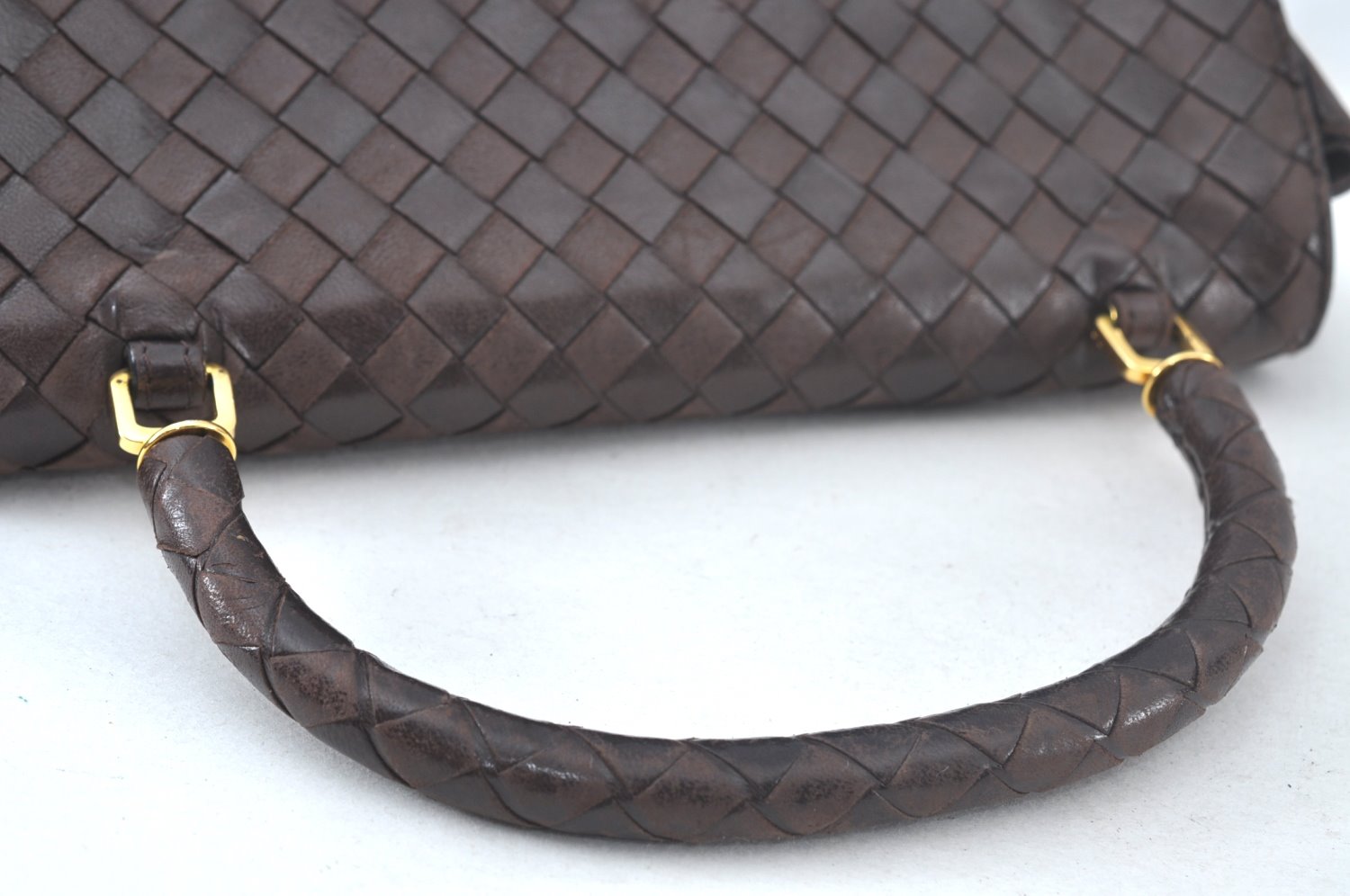 Authentic BOTTEGA VENETA Intrecciato Leather Hand Bag Purse Brown K9894