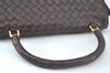 Authentic BOTTEGA VENETA Intrecciato Leather Hand Bag Purse Brown K9894