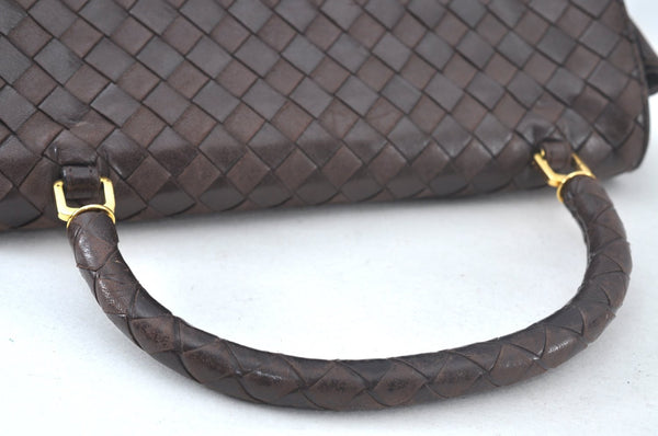 Authentic BOTTEGA VENETA Intrecciato Leather Hand Bag Purse Brown K9894