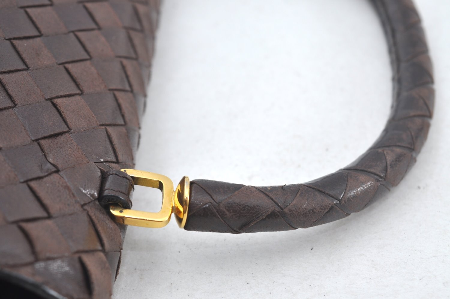 Authentic BOTTEGA VENETA Intrecciato Leather Hand Bag Purse Brown K9894
