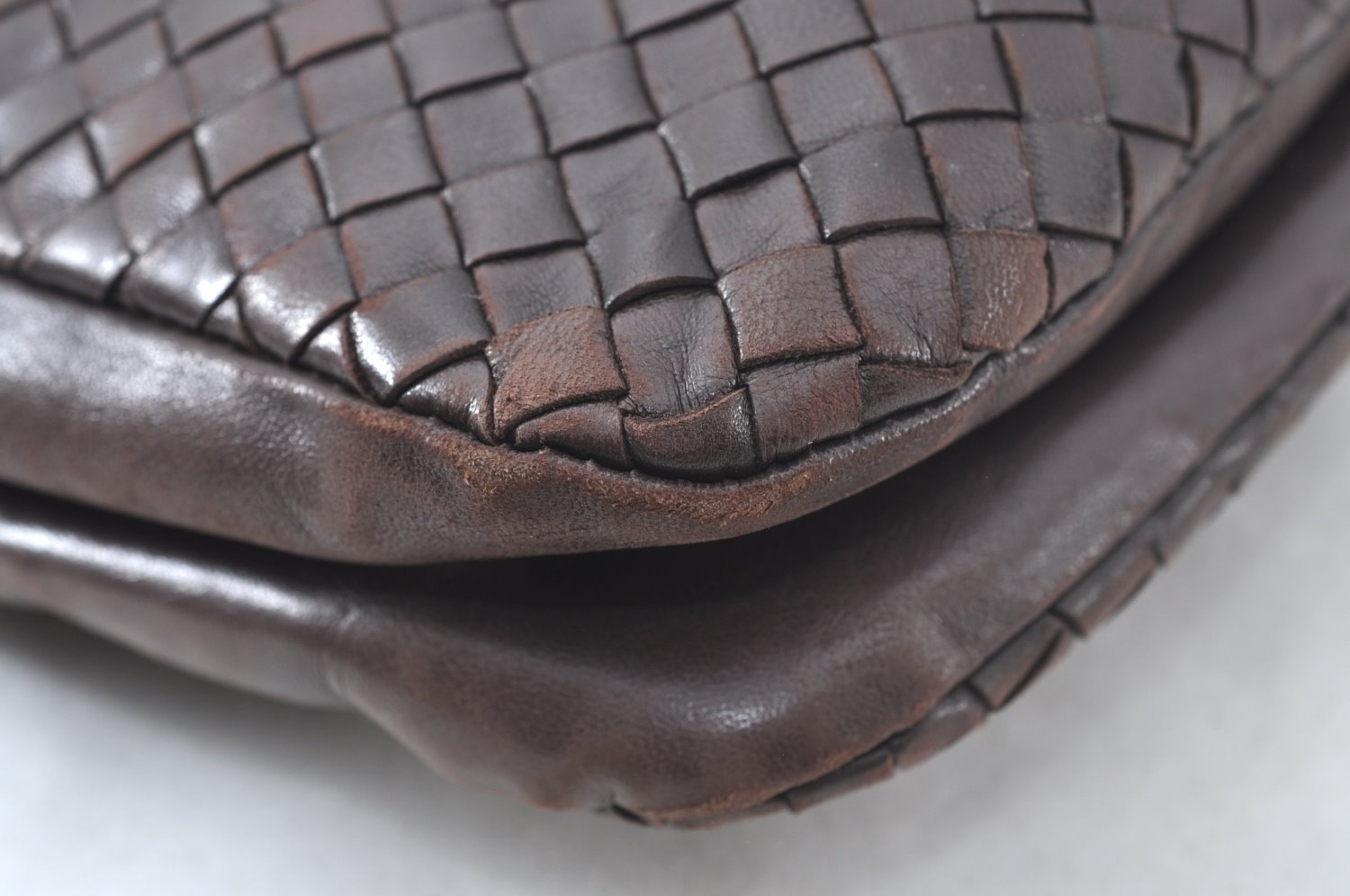 Authentic BOTTEGA VENETA Intrecciato Leather Hand Bag Purse Brown K9894