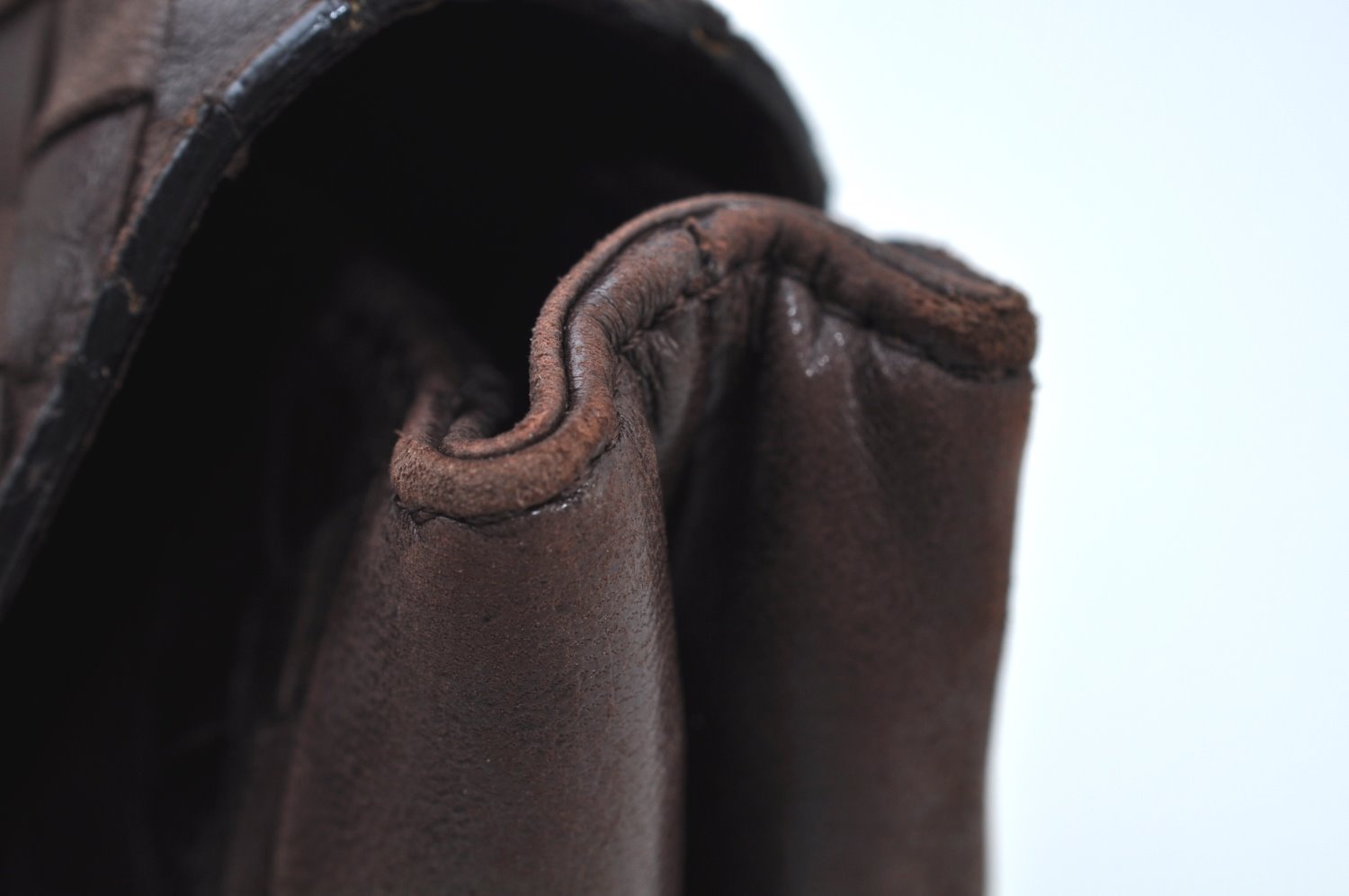 Authentic BOTTEGA VENETA Intrecciato Leather Hand Bag Purse Brown K9894