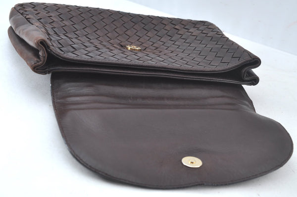 Authentic BOTTEGA VENETA Intrecciato Leather Hand Bag Purse Brown K9894