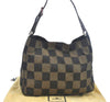 Authentic FENDI Vitange Pequin Check Shoulder Bag Nylon Leather Brown K9895