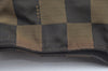 Authentic FENDI Vitange Pequin Check Shoulder Bag Nylon Leather Brown K9895