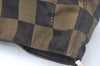 Authentic FENDI Vitange Pequin Check Shoulder Bag Nylon Leather Brown K9895