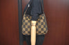 Authentic FENDI Vitange Pequin Check Shoulder Bag Nylon Leather Brown K9895