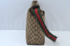 Authentic GUCCI Web Sherry Line Shoulder Cross Bag GG Canvas Leather Brown K9897