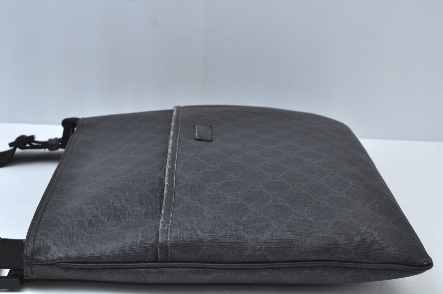 Authentic GUCCI Shoulder Cross Body Bag GG PVC Leather Black K9901