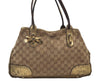 Auth GUCCI Sherry Line Princy Ribbon Tote Bag GG Canvas 163805 Brown Gold K9902