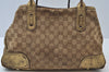 Auth GUCCI Sherry Line Princy Ribbon Tote Bag GG Canvas 163805 Brown Gold K9902