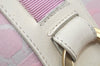 Authentic Salvatore Ferragamo Gancini Canvas Shoulder Tote Bag Pink K9904