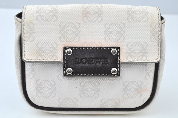 Authentic LOEWE Anagram Shoulder Cross Body Bag Purse PVC Leather White K9906