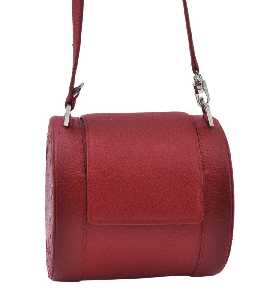 Authentic BVLGARI Leather Shoulder Hand Bag Purse Red K9907