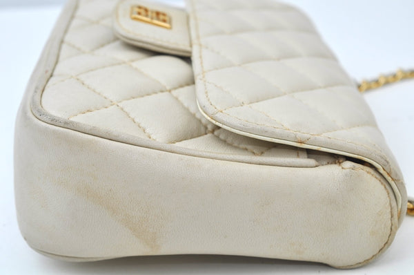 Authentic GIVENCHY Leather Shoulder Cross Body Bag Purse White K9909