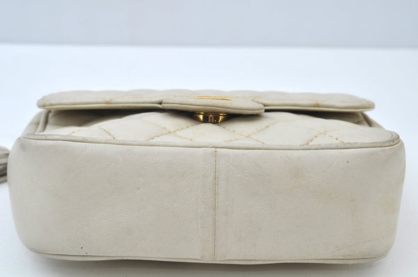 Authentic GIVENCHY Leather Shoulder Cross Body Bag Purse White K9909