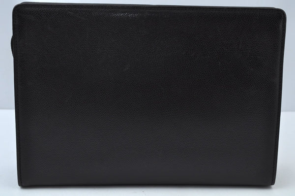 Authentic SAINT LAURENT Clutch Bag Pouch Leather Black YSL K9910