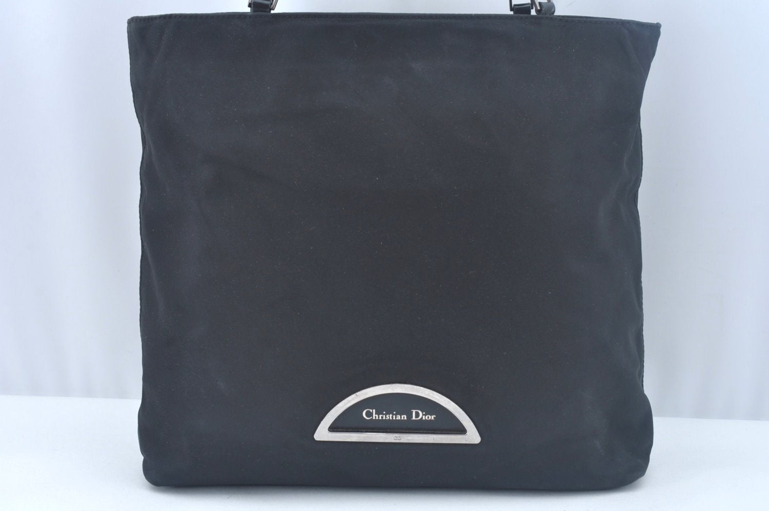 Authentic Christian Dior Shoulder Tote Bag Nylon Leather Black K9911