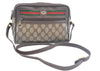 Authentic GUCCI Web Sherry Line Shoulder Cross Bag GG PVC Leather Brown K9913