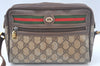 Authentic GUCCI Web Sherry Line Shoulder Cross Bag GG PVC Leather Brown K9913