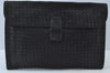 Authentic BOTTEGA VENETA Intrecciato Clutch Hand Bag Leather Black K9914