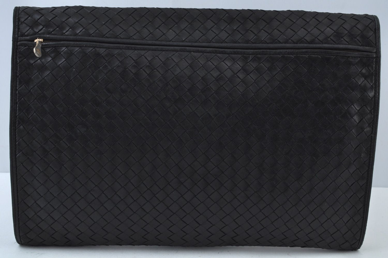 Authentic BOTTEGA VENETA Intrecciato Clutch Hand Bag Leather Black K9914