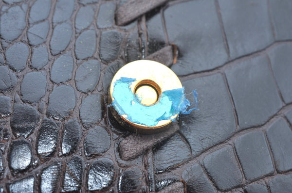 Authentic YVES SAINT LAURENT Vintage Hand Bag Purse Leather Black K9915