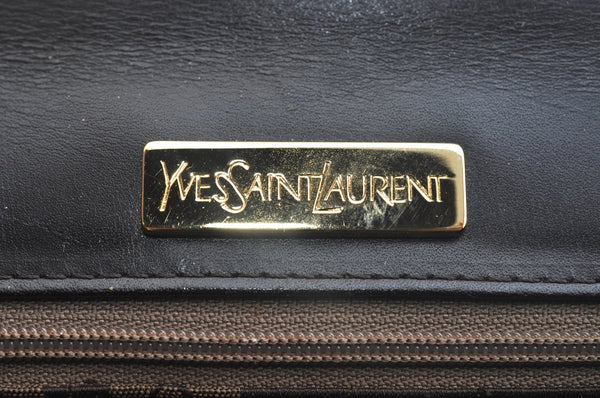 Authentic YVES SAINT LAURENT Vintage Hand Bag Purse Leather Black K9915