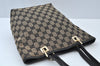 Authentic GUCCI Vintage Shoulder Tote Bag GG Canvas Leather Black K9917