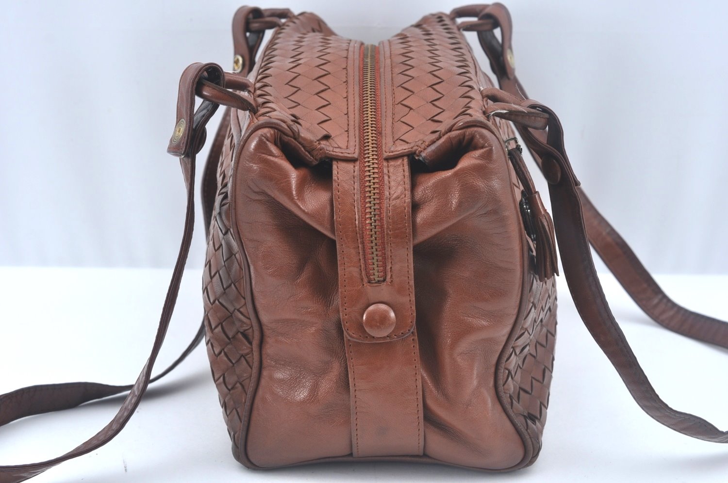 Authentic BOTTEGA VENETA Intrecciato Leather Shoulder Hand Bag Brown K9918