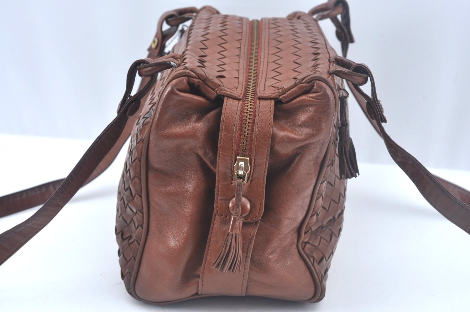 Authentic BOTTEGA VENETA Intrecciato Leather Shoulder Hand Bag Brown K9918