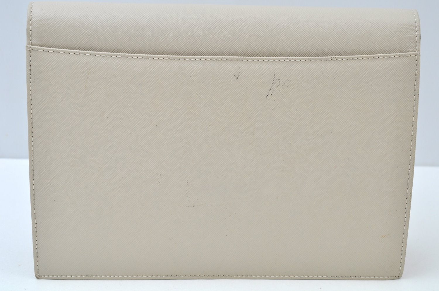 Authentic YVES SAINT LAURENT Clutch Hand Bag Purse Leather White K9920