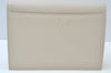 Authentic YVES SAINT LAURENT Clutch Hand Bag Purse Leather White K9920