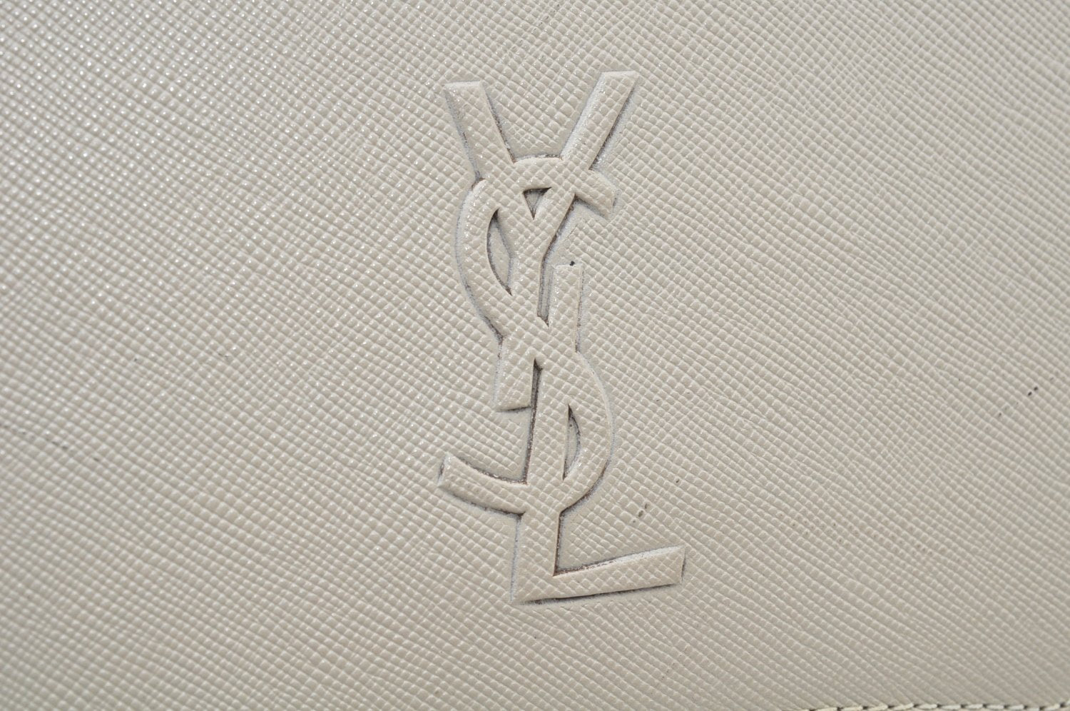 Authentic YVES SAINT LAURENT Clutch Hand Bag Purse Leather White K9920