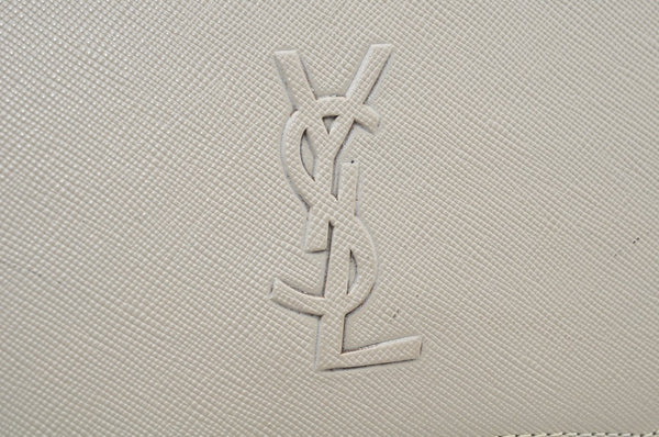 Authentic YVES SAINT LAURENT Clutch Hand Bag Purse Leather White K9920