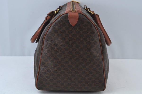 Authentic CELINE Macadam Blason Pattern Hand Boston Bag PVC Leather Brown K9922
