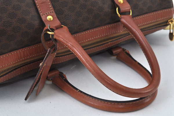 Authentic CELINE Macadam Blason Pattern Hand Boston Bag PVC Leather Brown K9922