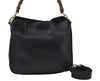 Authentic GUCCI Bamboo 2Way Shoulder Hand Bag Leather Black Junk K9925