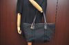 Authentic GUCCI Sherry Line Shoulder Tote Bag GG Canvas Leather Black K9926