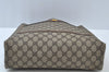 Authentic GUCCI Web Sherry Line Shoulder Tote Bag GG PVC Leather Brown K9932