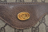 Authentic GUCCI Web Sherry Line Shoulder Tote Bag GG PVC Leather Brown K9932