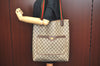 Authentic GUCCI Web Sherry Line Shoulder Tote Bag GG PVC Leather Brown K9932